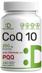 Deal Supplement CoQ10 with PQQ bottle showing packaging and antioxidant support potential.