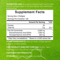 Deal Supplement DHA softgels closeup highlighting burpless, lemon flavor.