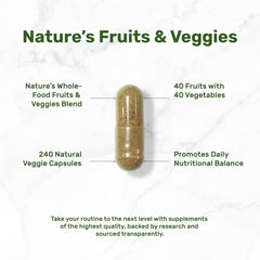 DEAL SUPPLEMENT Nature’s Fruits & Veggies label closeup highlights 80 superfoods for rich nutrients.