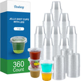 Dealusy 360 set 1 oz cups with lids for leak-proof party servings