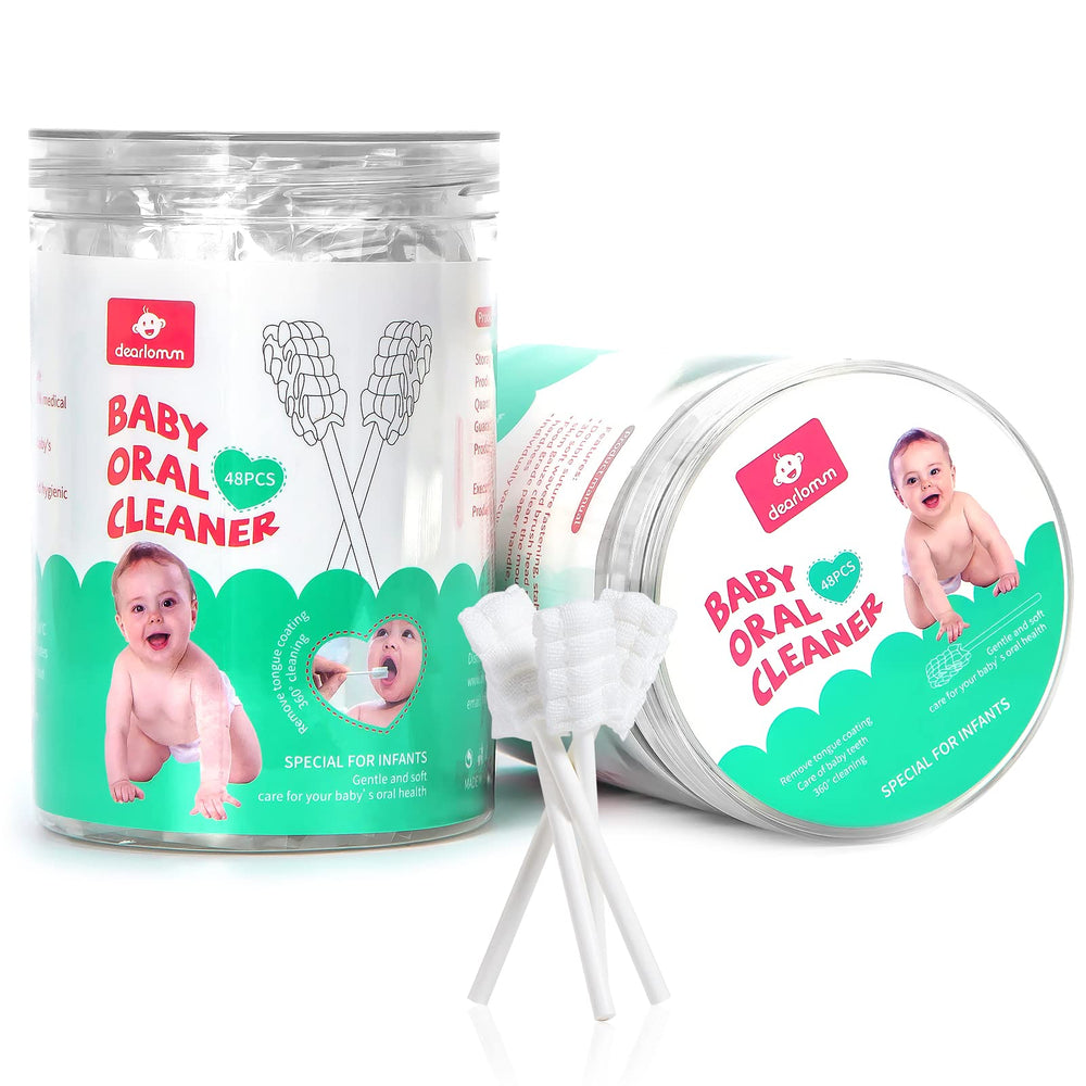 Dearlomum baby tongue cleaner packaging with disposable gauze for quick oral care