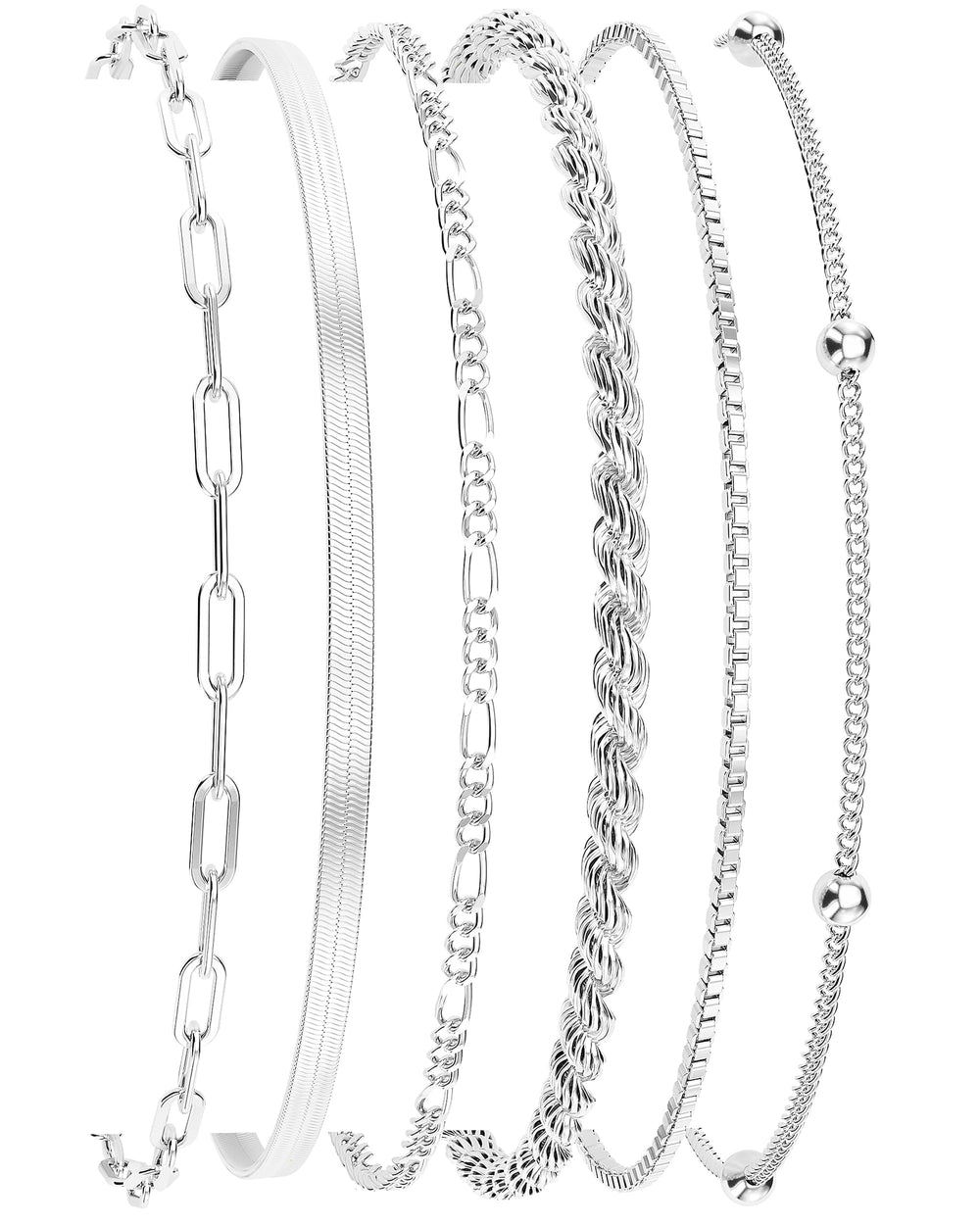 DEARMAY dainty silver bracelets set for versatile layering and daily elegance.