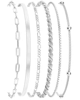 DEARMAY dainty silver bracelets set for versatile layering and daily elegance.