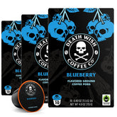 Death Wish Blue and Buried blueberry pods in packshot, ideal for bold mornings.