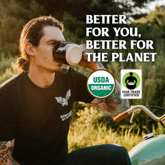 Death Wish Coffee cup pour captures a bold, smooth brew for busy mornings.