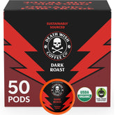 Death Wish Coffee dark roast pod pour delivers bold aroma and quick energy.