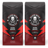 Death Wish Coffee dark roast whole beans in a 2-pack for bold mornings.