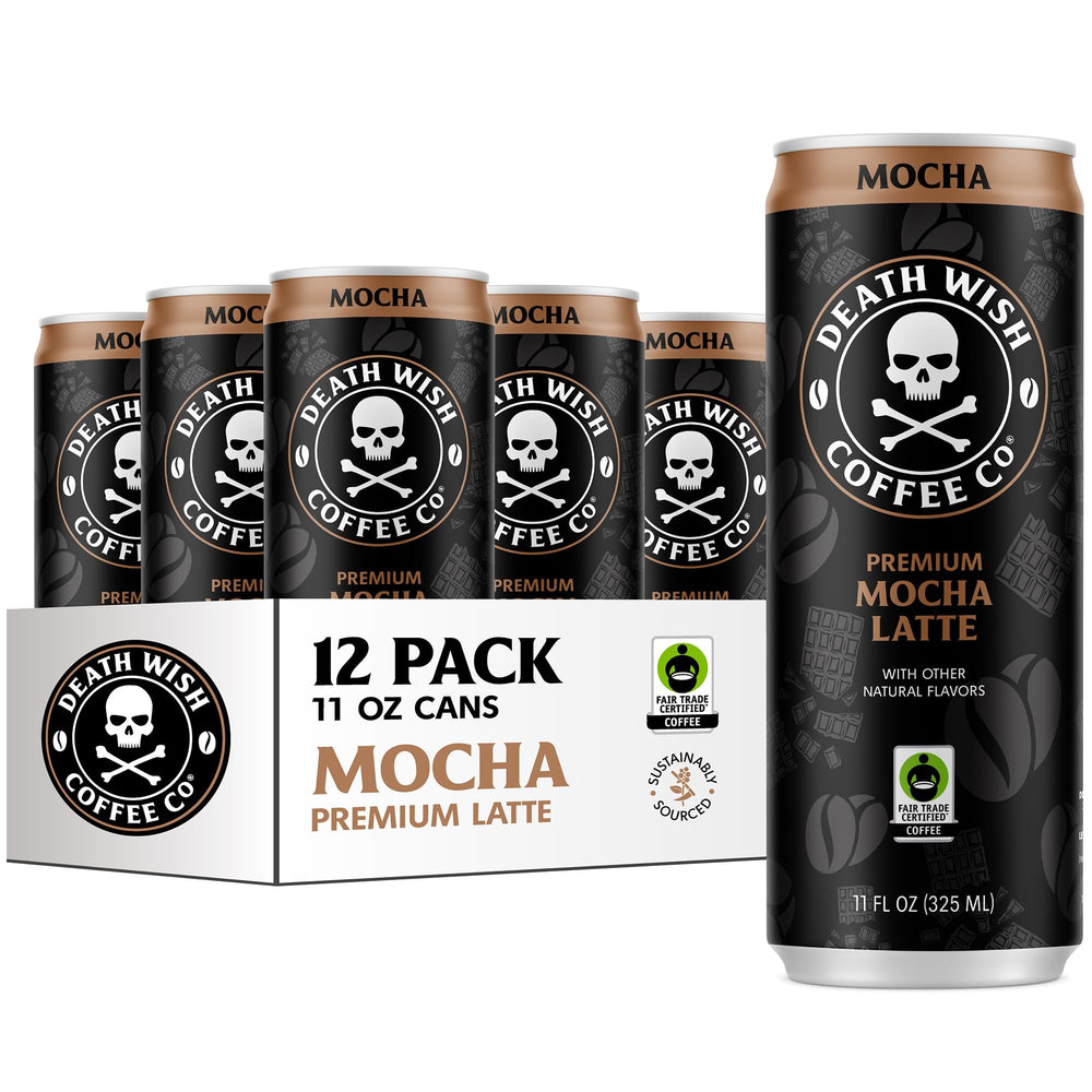 Death Wish Coffee iced mocha latte can shows bold flavor and energy