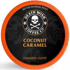 Death Wish Coconut Caramel steaming cup with inviting aroma and ritual-ready flavor.