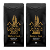 Death Wish Coffee Valhalla Java Odinforce bag with bold branding for premium dark roast.