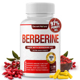DECENT NATURE Berberine HCL capsules in bottle, supports daily wellness.
