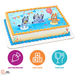 DecoSet Bluey Dance Mode bingo figurines dancing on cake for celebrations