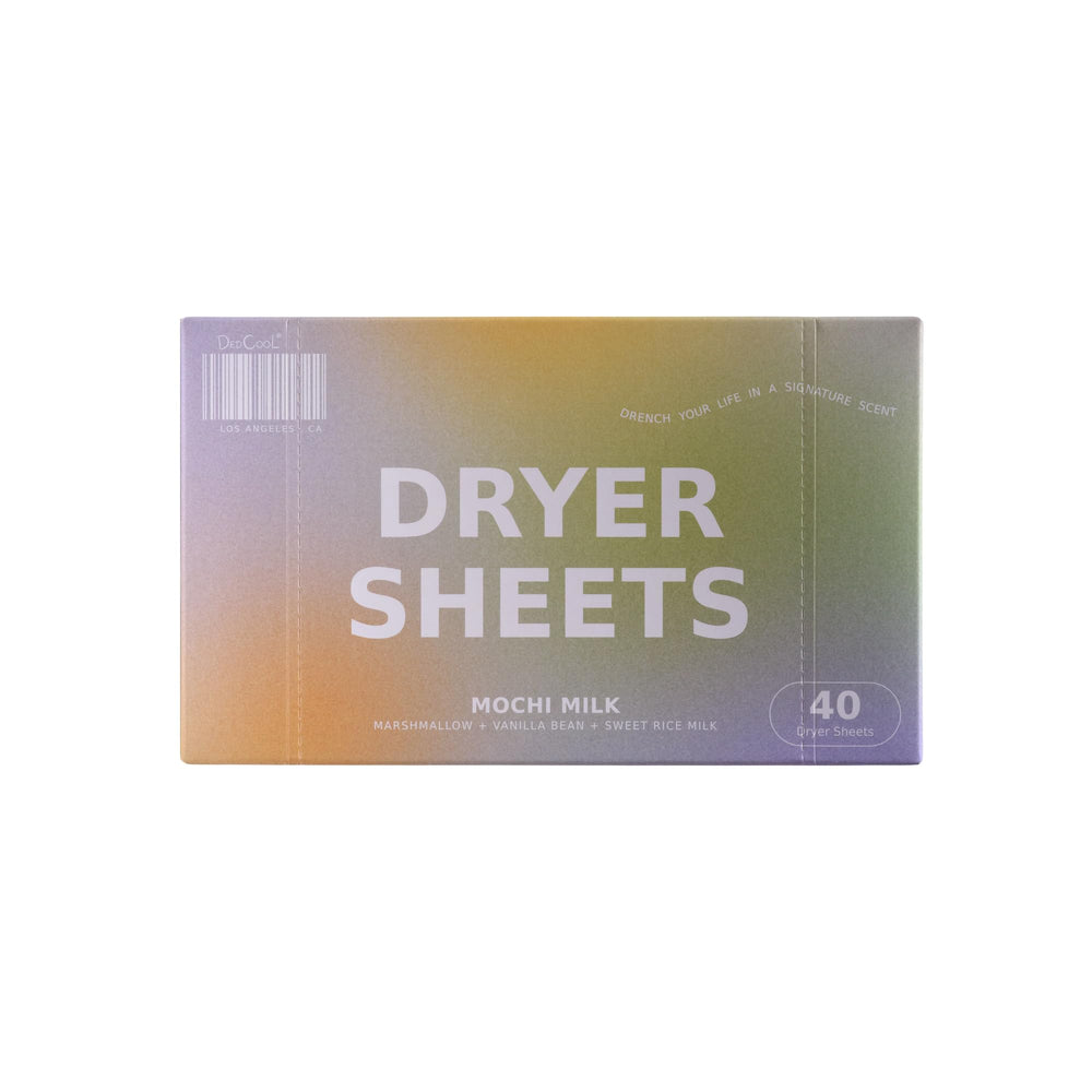 DedCool Mochi Milk Dryer Sheets box front ready to soften fabrics