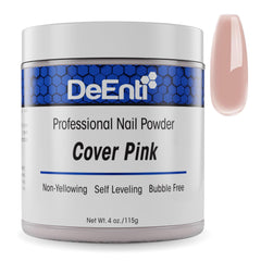 DeEnti acrylic nail powder cover pink close-up bubble-free finish for overlays