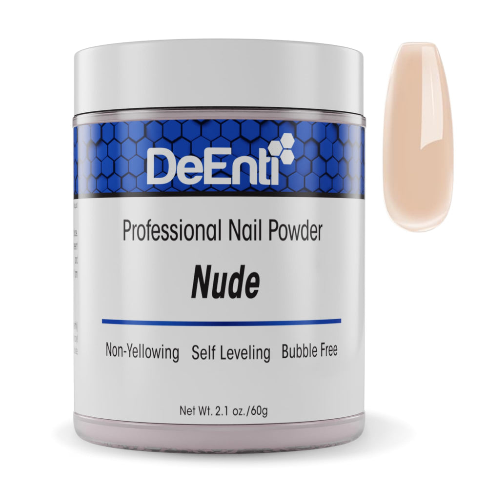 DeEnti nude acrylic powder in a 2oz jar for salon-quality at-home manicures.