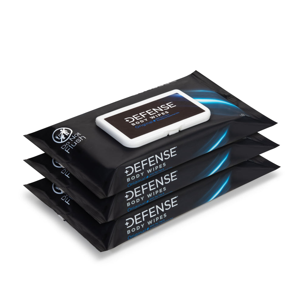 Defense Soap all-natural body wipes with tea tree oil, 8x7 inch large wipe for on the go cleansing