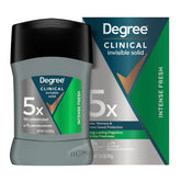 Degree Clinical 5X stick underarm protection with a dry, invisible finish.