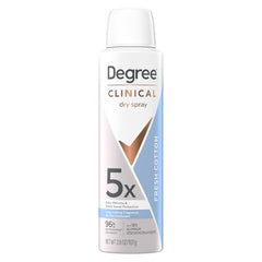 Degree Dry Spray Fresh Cotton quick spray action enables fast, mess-free application.