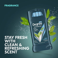 Degree Men 72-hour protection graphic showing extended sweat defense.