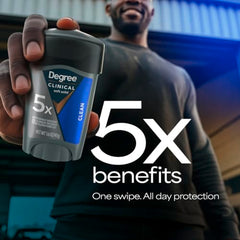 Degree Men Clean antiperspirant bottle back with product details