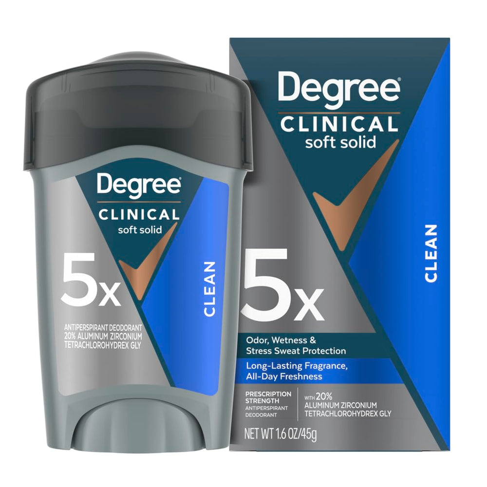 Degree Men Clean antiperspirant bottle front for all-day dryness