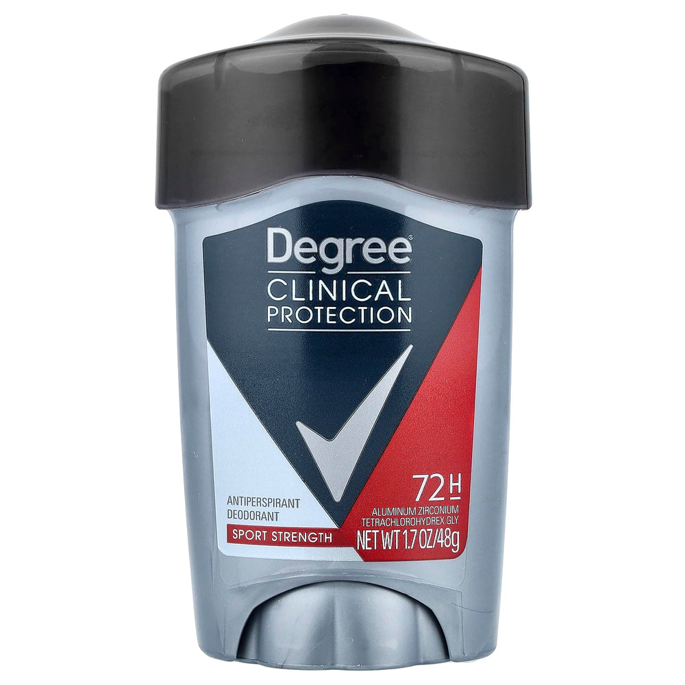 Degree Men Sport Strength deodorant bottle in a 3-pack, ready for workouts.
