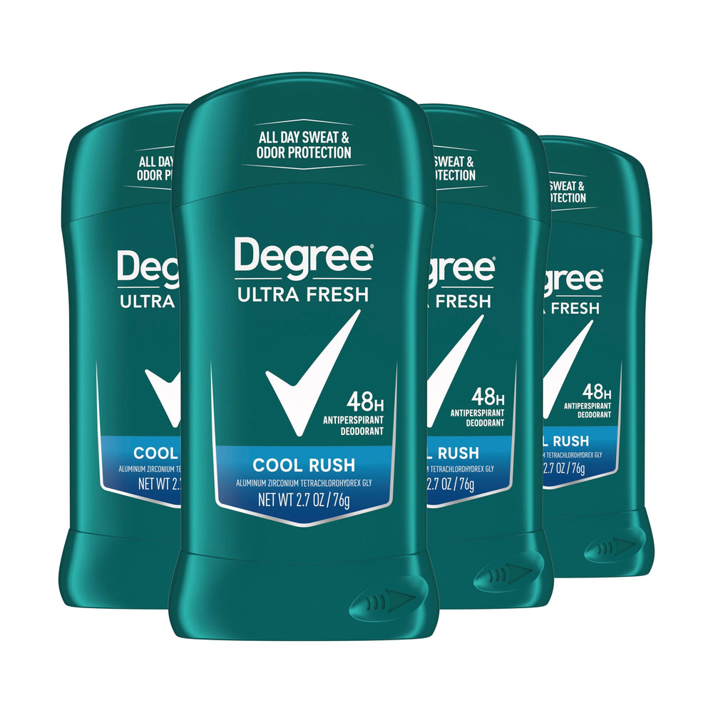 Degree Ultra Fresh Cool Rush stick application demonstrates long-lasting dryness.
