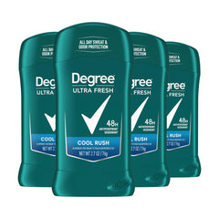Degree Ultra Fresh Cool Rush stick application demonstrates long-lasting dryness.
