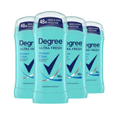 Degree Ultra Fresh Shower Clean 4-pack sticks for all-day dryness and freshness.