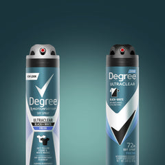 Degree UltraClear stain protection on black clothes in action.