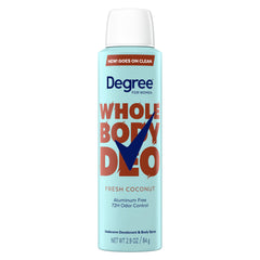 Degree Women deodorant spray with fresh coconut scent for all-day odor control.
