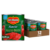 Del Monte fresh cut sliced beets can 8.25 oz showcased for quick side dishes.