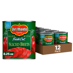 Del Monte fresh cut sliced beets can 8.25 oz showcased for quick side dishes.