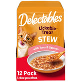 Delectables Hartz Stew tuna and salmon bowl scene highlighting hydration-friendly cat treat
