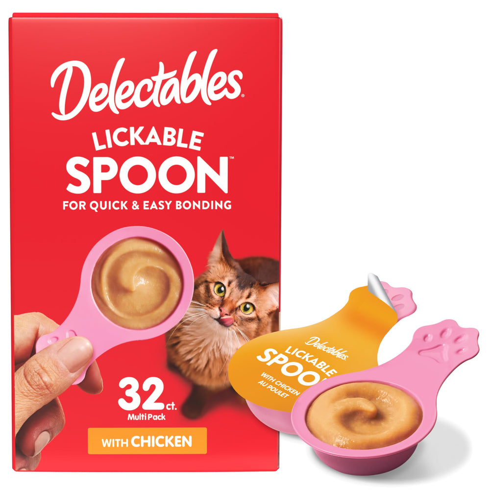 Delectables Lickable Spoon packaging showing real chicken for quick bonding
