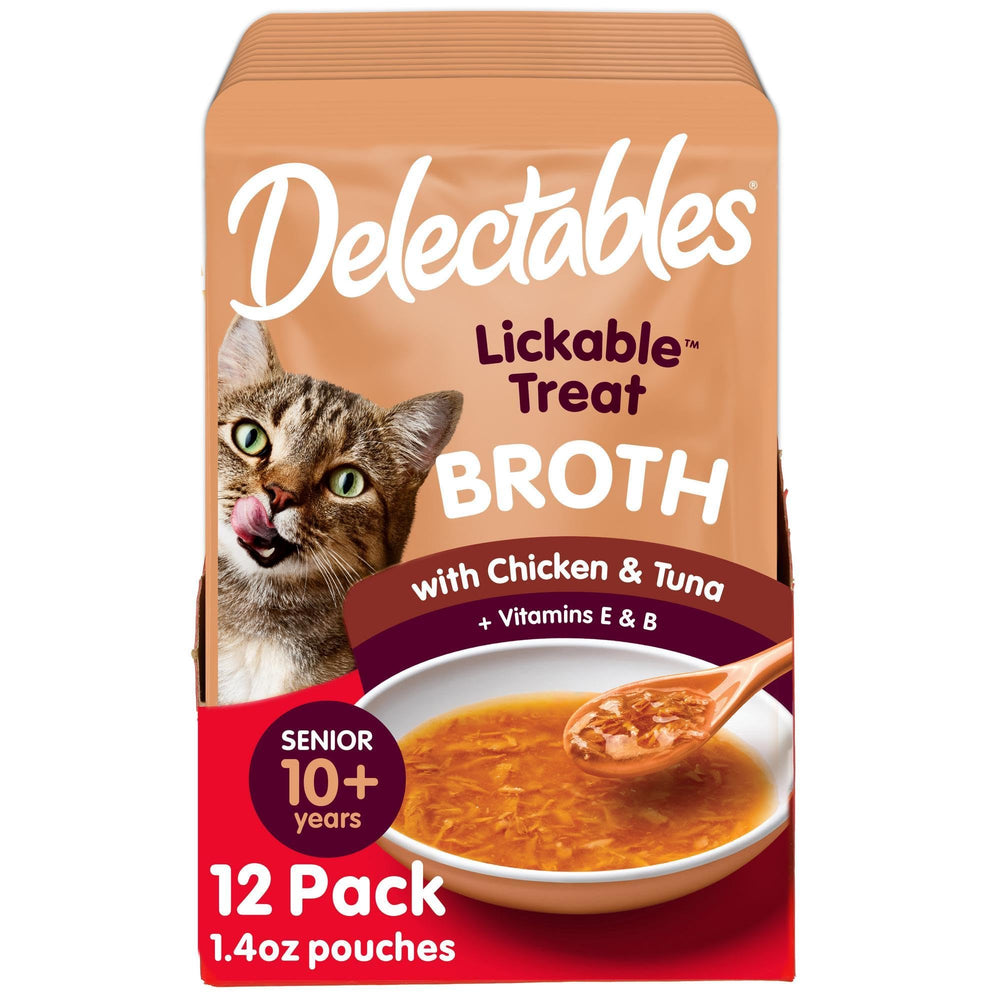 Delectables senior broth bowl with chicken and tuna for a savory hydration boost.