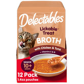 Delectables senior broth bowl with chicken and tuna for a savory hydration boost.