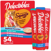 Delectables Squeeze Up seafood variety pack tubes enable easy, bonding-focused treat moments.