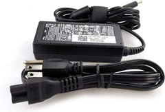 Side view of compact 65W Dell charger fits slim laptop bags.