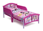 Delta Children Minnie Mouse toddler bed headboard with Minnie and Daisy art for a gentle transition