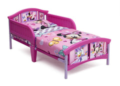Delta Children Minnie Mouse toddler bed headboard with Minnie and Daisy art for a gentle transition