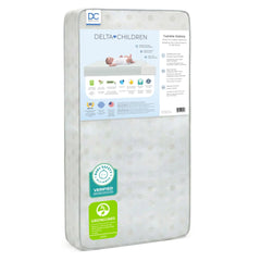 Delta Children Twinkle Galaxy fiber core mattress provides firm, lasting support for newborns and toddlers.