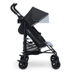 Delta Children Jeep AdventureGlyde compact fold with auto latch for travel.