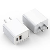 DelTucci 20W dual-port charger front view enables fast iPhone charging