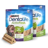 Dentalife ActivFresh two-pack for large dogs, daily oral care.