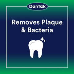 DenTek floss picks scrubbing between teeth to remove food and plaque