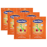 DenTek Fun Flossers for kids, six-pack, wild fruit flavor for kid-friendly flossing.