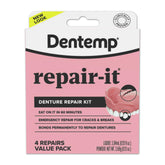 Dentemp Repair-It Kit advanced formula tube closeup ready for durable denture repairs.