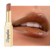 Depuplum Brown Lipstick glossy application for smooth, hydrated lips