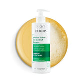 Dercos anti-dandruff shampoo bottle promoting flakes relief
